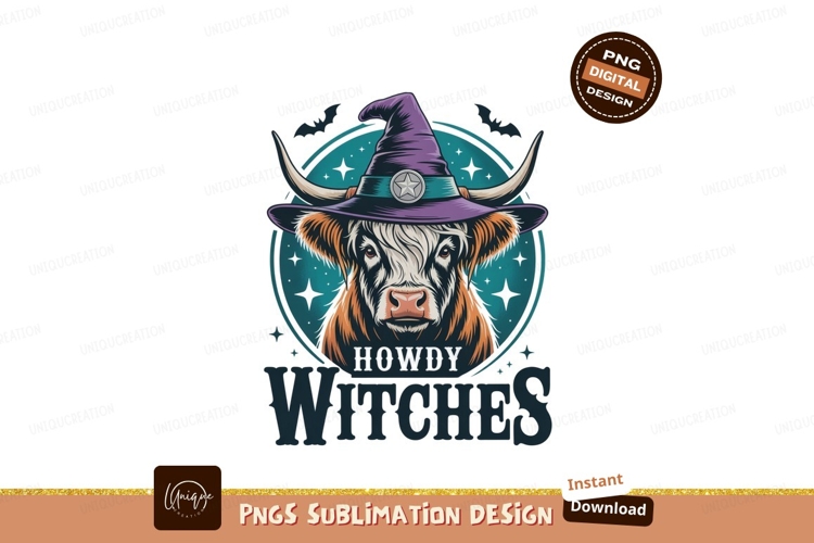 Highland cow witch hat Halloween image