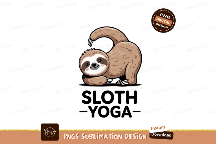 Cute sloth stretching animal yoga