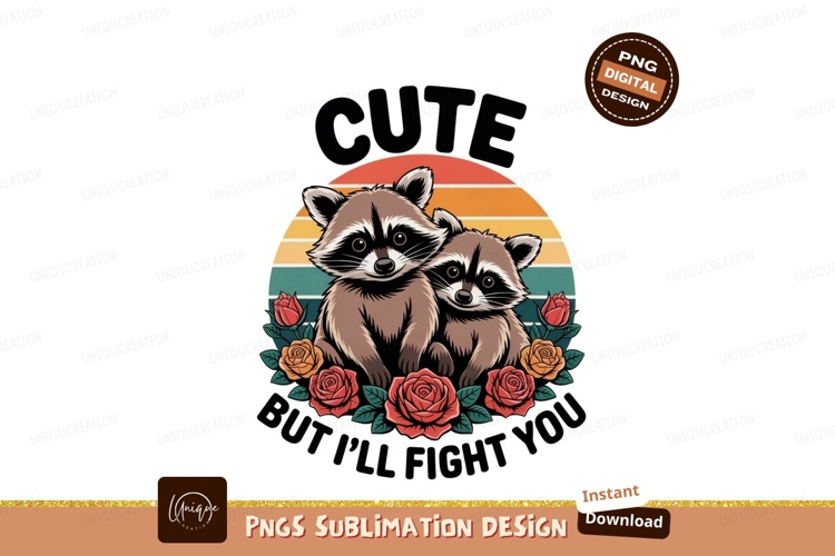 Adorable raccoons with roses and sunset cute animals