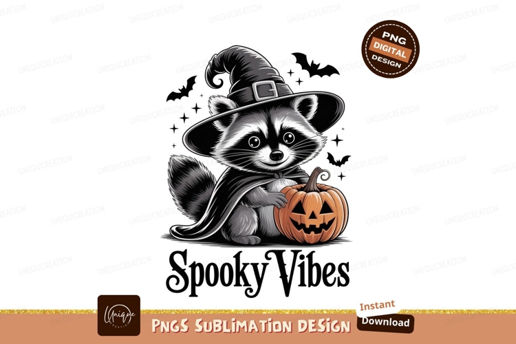 Cute raccoon witch with pumpkin cape