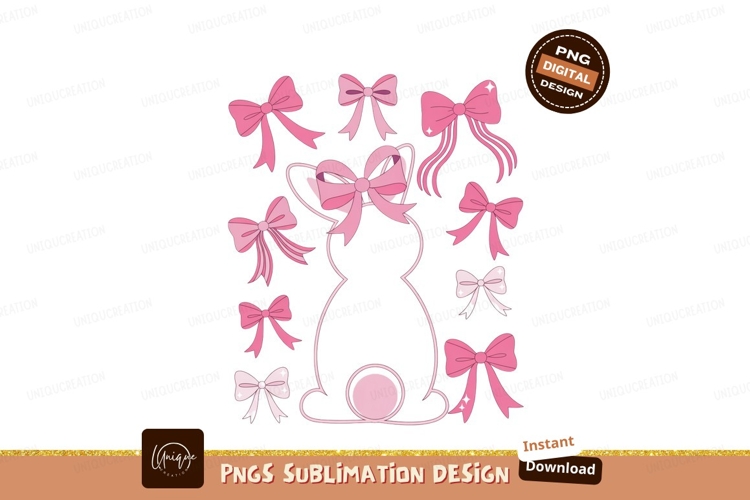Pink bows surrounding bunny silhouette cute