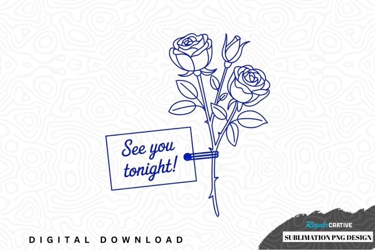 Blue rose bouquet with message sublimation design