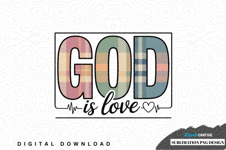 God is love plaid sublimation png design