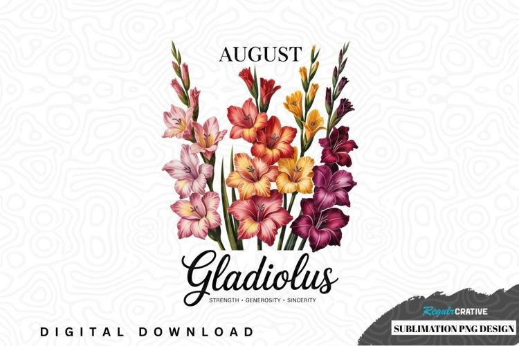 August gladiolus bouquet sublimation png design