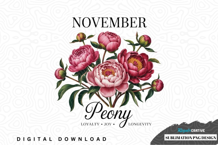 November peony bouquet sublimation png design