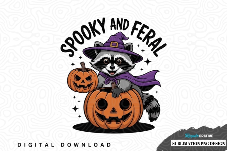 Spooky and feral halloween raccoon design
