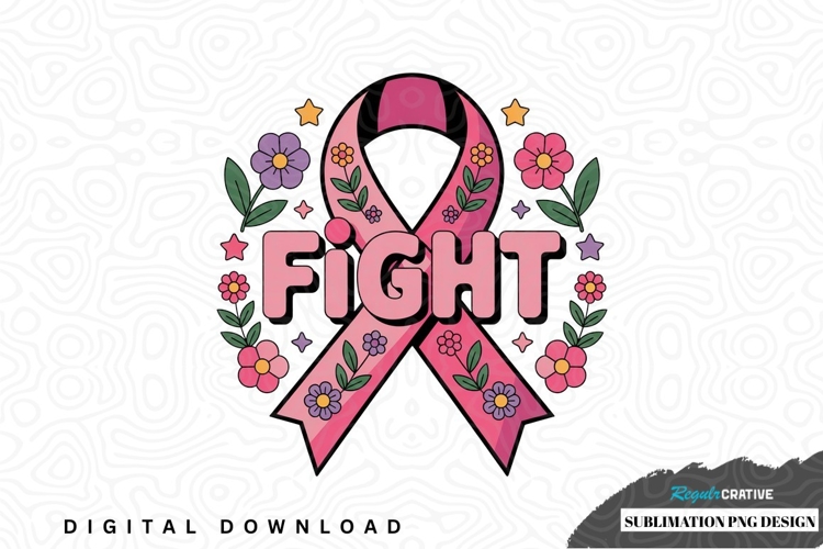 Pink ribbon fight sublimation design
