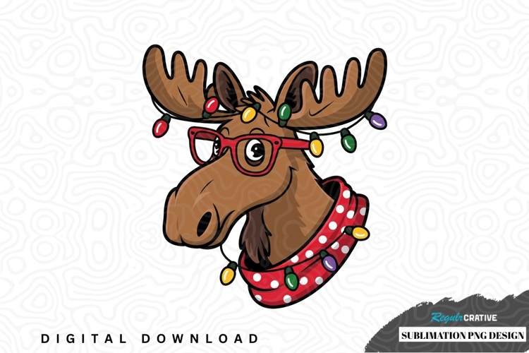 Funny moose christmas sublimation png design