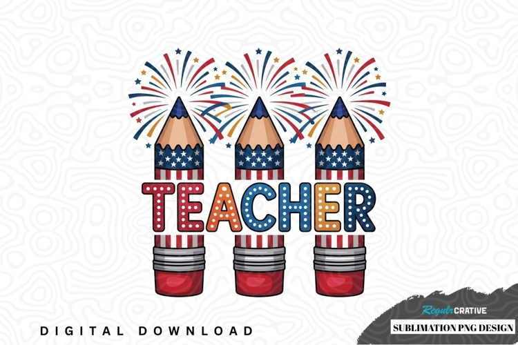 Teacher fireworks sublimation png design