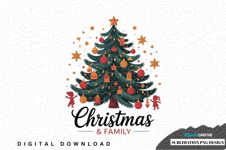 Christmas tree with family sublimation png design