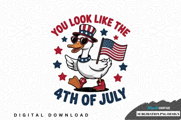 4th of july patriotic duck sublimation design