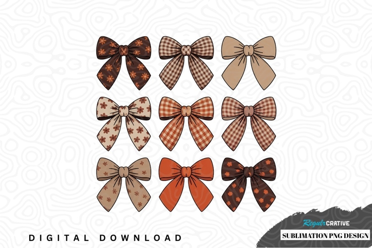Set of 12 vintage-style bow designs for sublimation