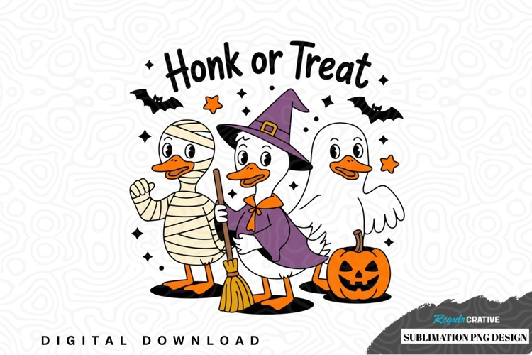 Honk or treat halloween ducks sublimation png design