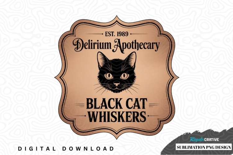 Delirium apothecary black cat whiskers sublimation png