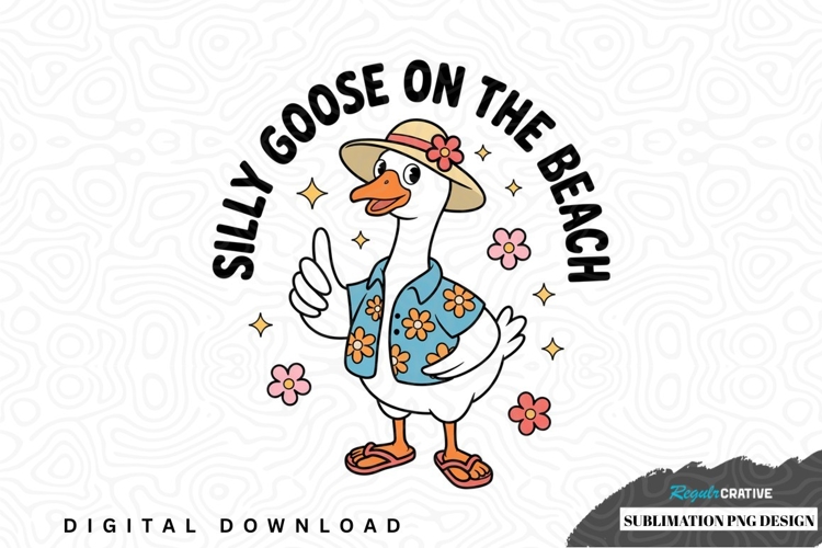 Silly goose on the beach sublimation png design