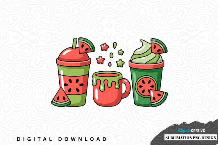 Delightful watermelon drink design for sublimation