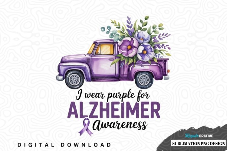 Purple truck alzheimer's awareness sublimation design example image 1