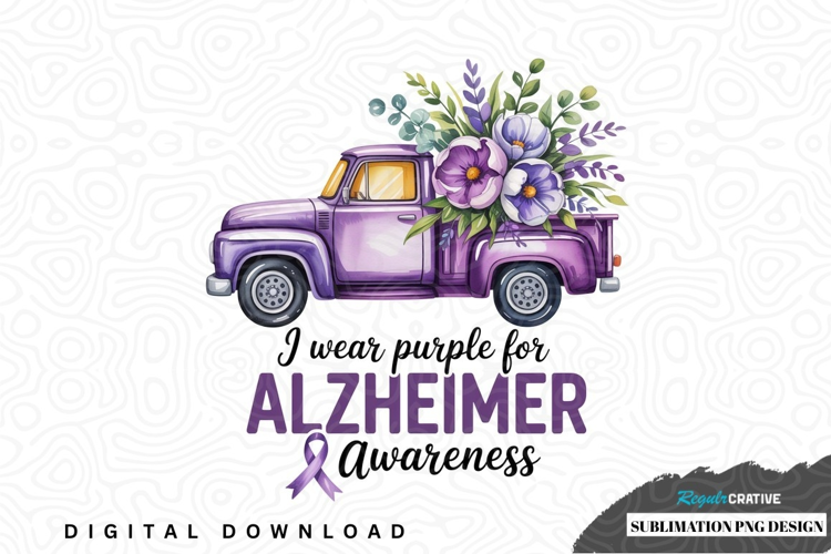 Purple truck alzheimer's awareness sublimation design