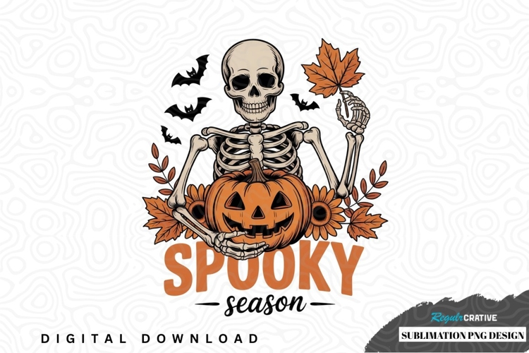 Spooky season skeleton pumpkin design