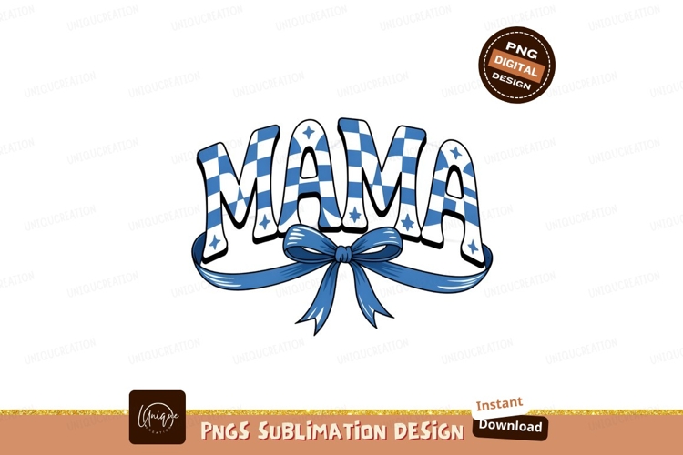 Blue Mama Text Graphic With Ribbon Sublimation PNG example image 1