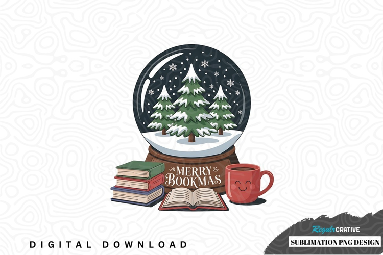 Merry bookmas snow globe design
