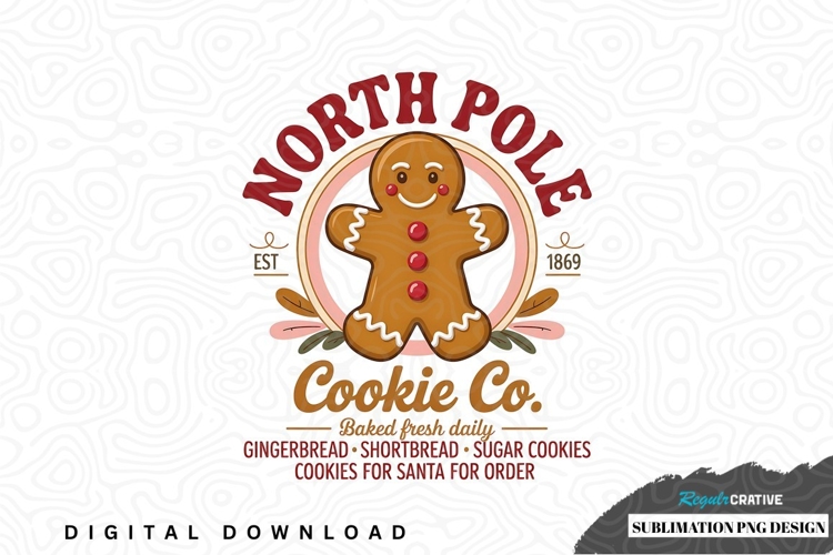 North pole cookie co. gingerbread man design