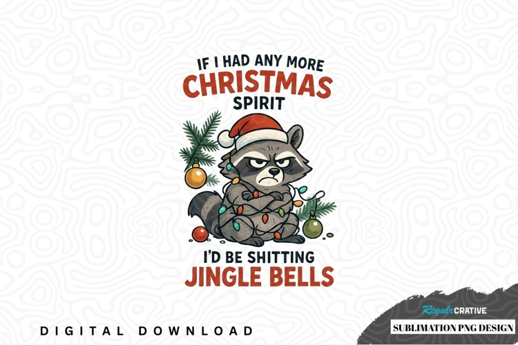 Funny christmas raccoon sublimation png design