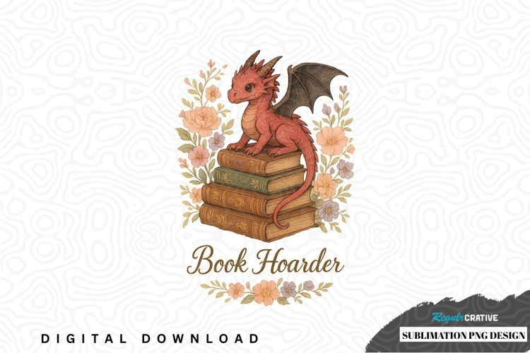 Book hoarder dragon sublimation png design