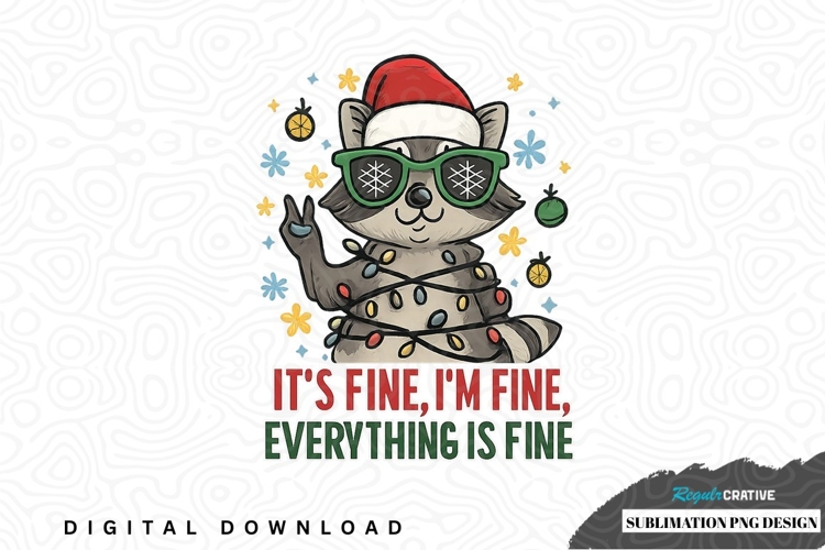 Funny christmas raccoon sublimation png design
