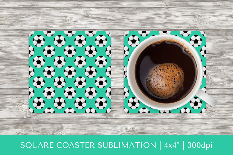 Soccer balls square coaster sublimation. Sports coaster 08