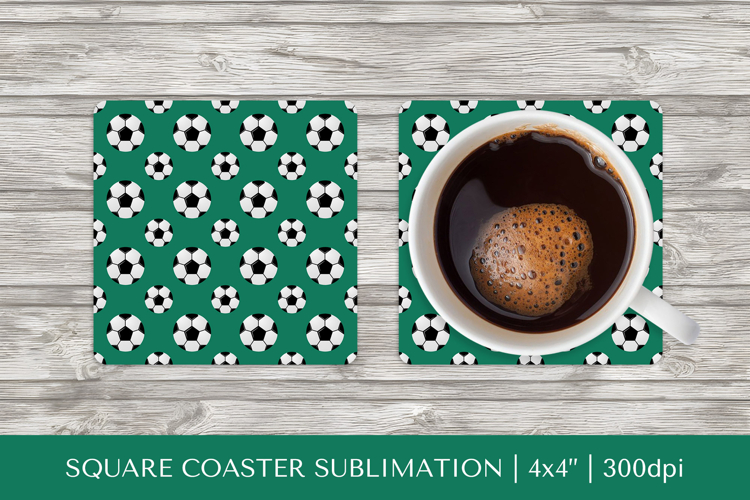 Soccer balls square coaster sublimation. Sports coaster 09