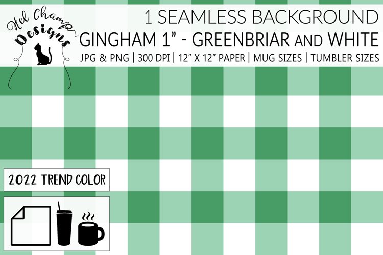 Gingham 1 inch Greenbriar and White | Patterns | Sublimation