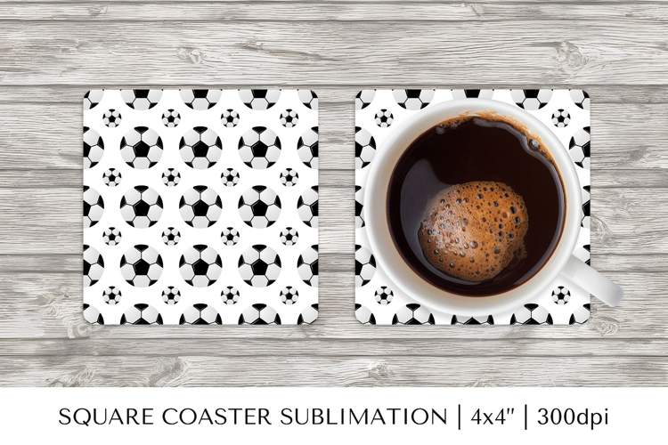 Soccer balls square coaster sublimation. Sports coaster 010