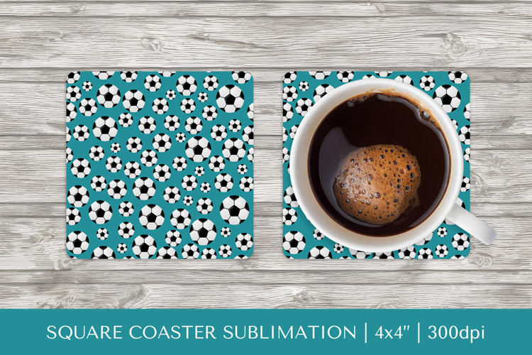 Soccer balls square coaster sublimation. Sports coaster 011