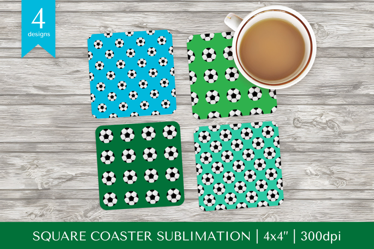 Soccer balls square coaster sublimation. Sports coaster 045
