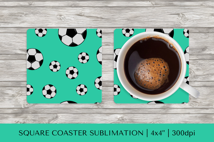 Soccer balls square coaster sublimation. Sports coaster 047