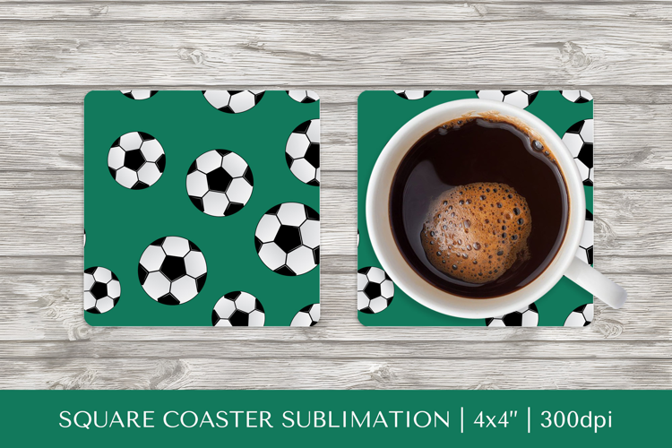 Soccer balls square coaster sublimation. Sports coaster 048