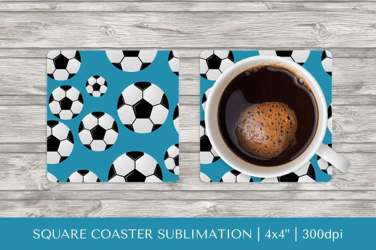 Soccer balls square coaster sublimation. Sports coaster 049