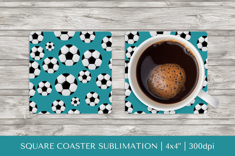 Soccer balls square coaster sublimation. Sports coaster 050