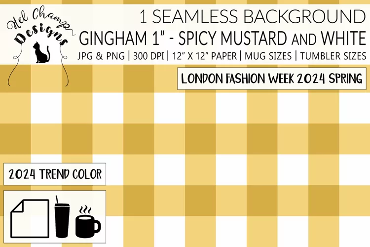 Gingham 1 inch Spicy Mustard & White | Patterns | Paper