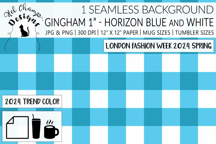Gingham 1 inch Horizon Blue & White | Patterns | Paper