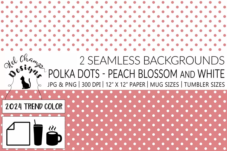 Polka Dots Peach Blossom and White | Patterns | Sublimation