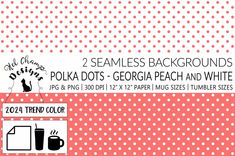 Polka Dots Georgia Peach and White | Patterns | Sublimation