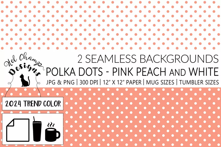 Polka Dots Peach pink and White | Patterns | Sublimation