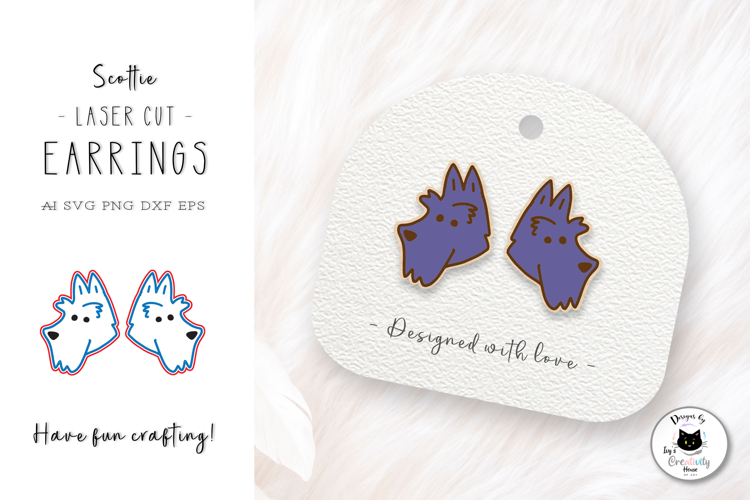 Scottish Terrier Dog SVG File | Stud Earrings Laser Cut