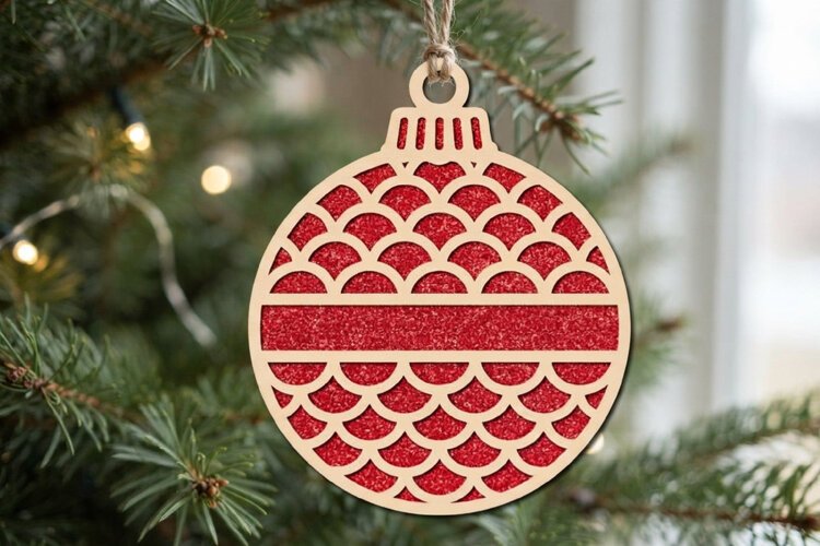 Scales Christmas Bauble SVG Laser Cut Ornament File example image 1