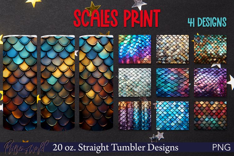 Scales Tumbler Wraps Bundle | 20 oz | Mermaid Scales PNGs