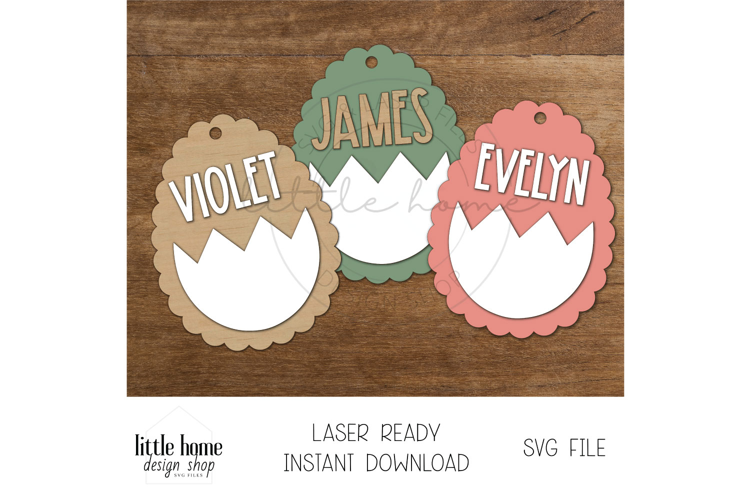 Scalloped Easter Egg Basket Name Tag, Easter Laser Files