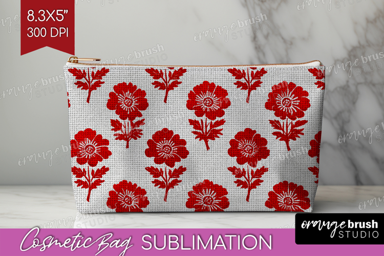 Scandi Flowers Cosmetic Bag - Scandinavian Makeup Bag PNG