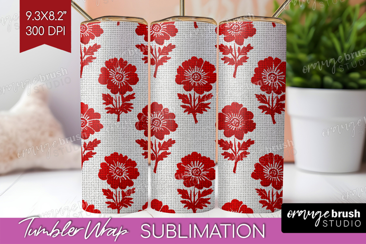 Scandi Flowers Tumbler Wrap - Scandinavian Tumbler PNG